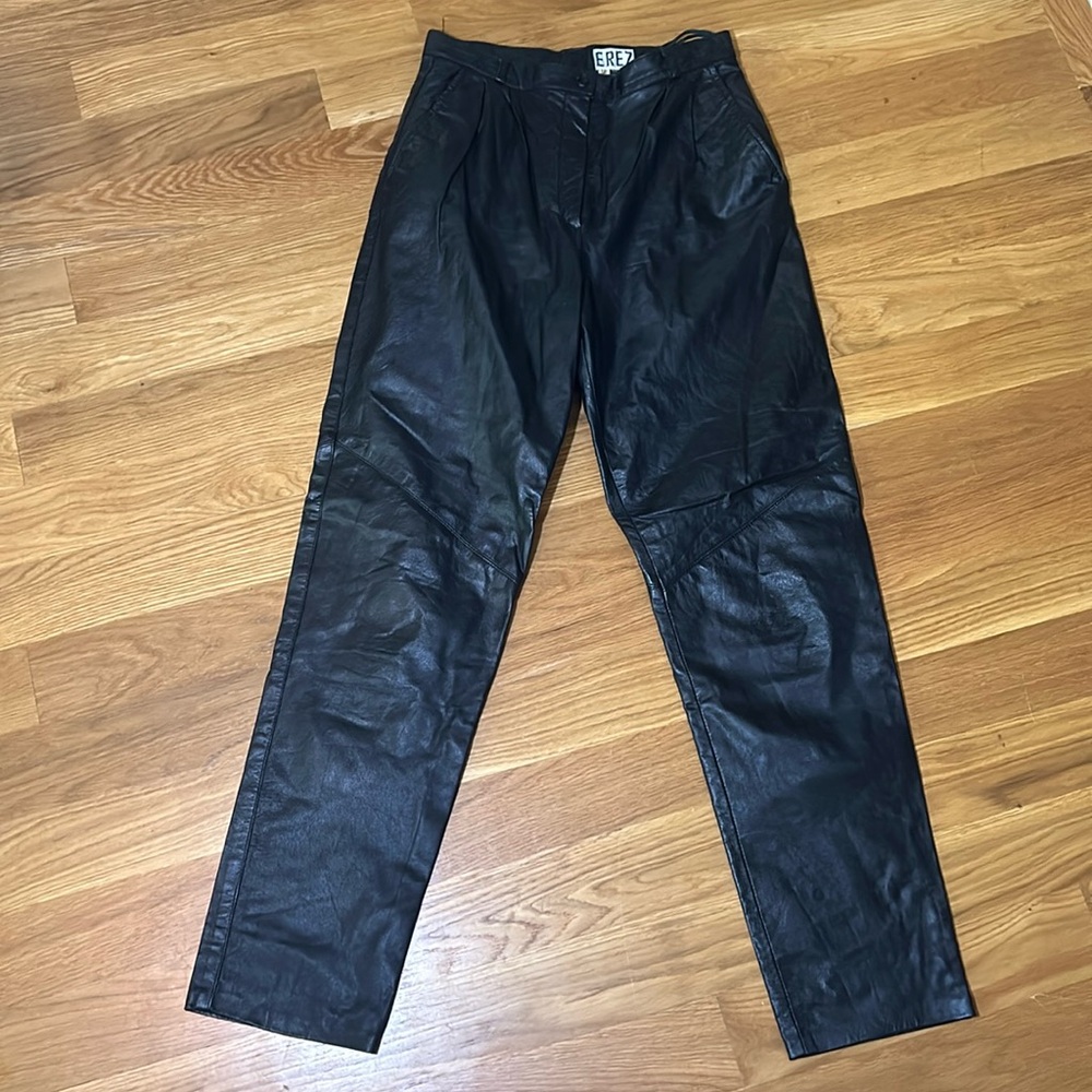 EREZ vintage 100% leather black pants size 12